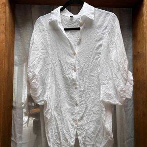 Japanese Brand White Blouse with Round Half Sleeves